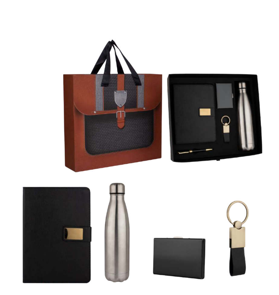 A5 NoteBook, Flask, Card Holder, Keychain, Pen